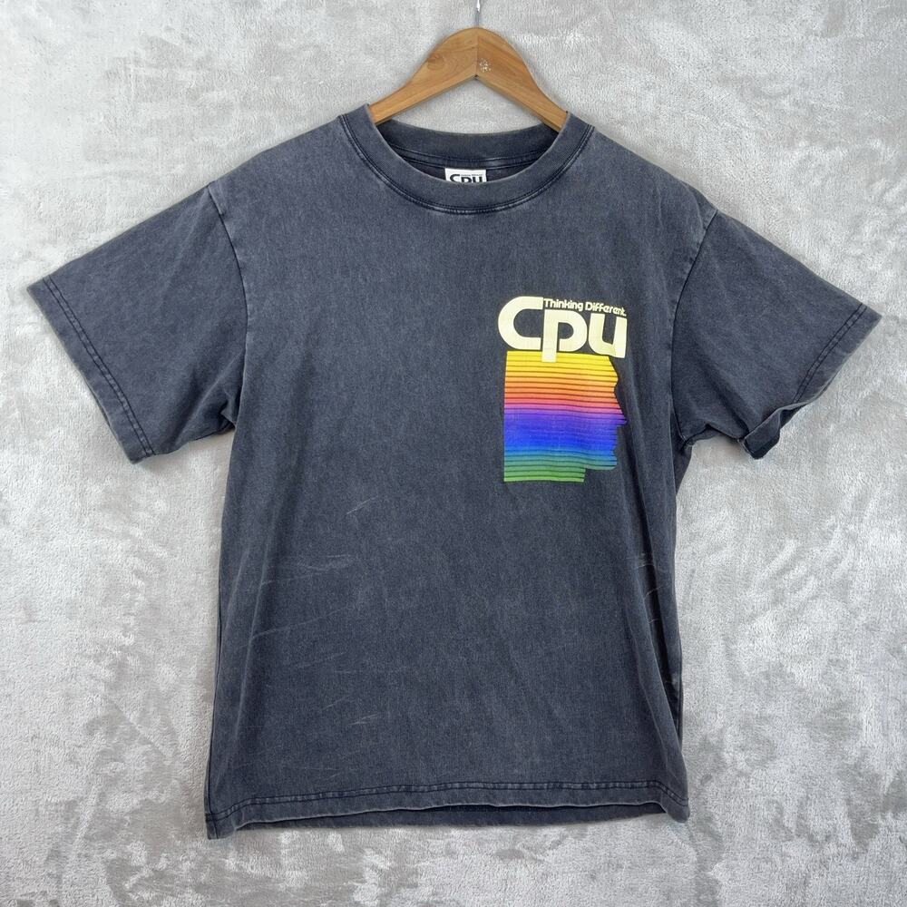 Thinking Different CPU Men's T Shirt Small Black Vintage Wash Tech Neo-Futurism